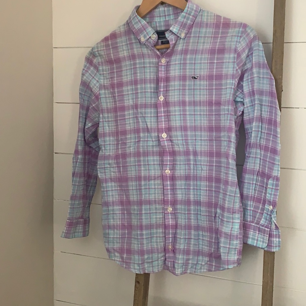 Vineyard Vines Boys Button Down Whale Shirt Size M
